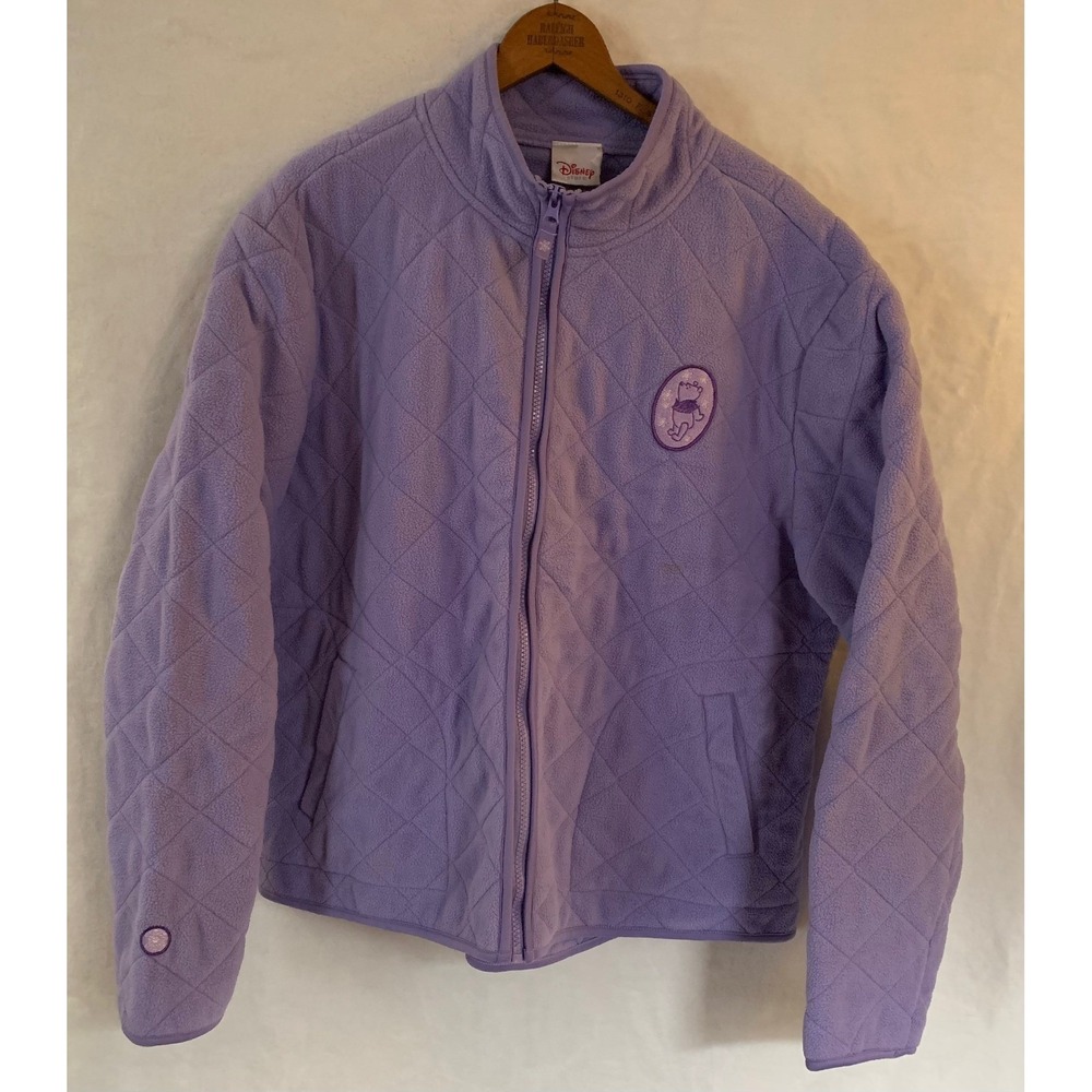 Disney Store Winnie the Pooh Quilted Fleece Jacket‎ Purple XXL Vintage Full Zip
